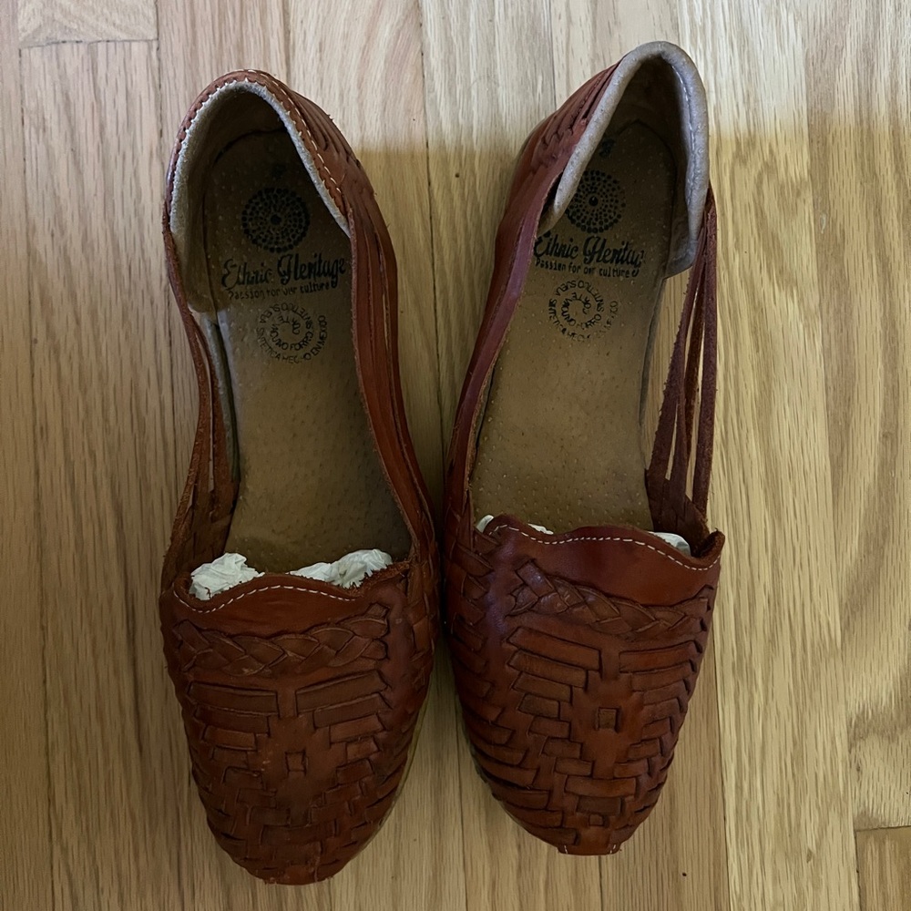 El Naturalista Woven Leather Loafers in Cognac Brown